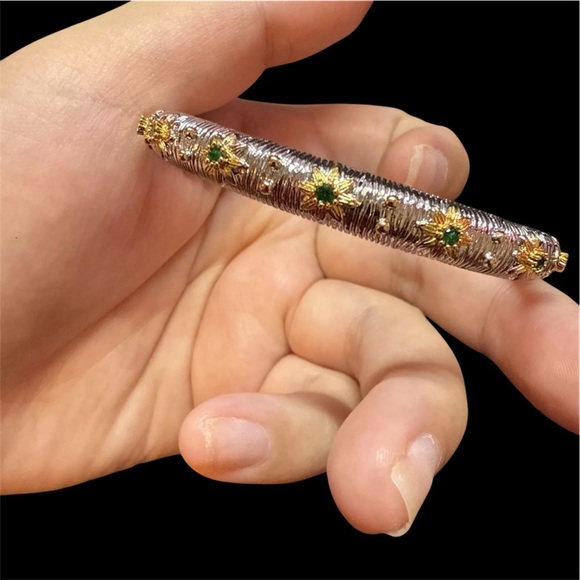 Buccellati Inspired Bangle Bracelet Brass Sterling 925 Fits wrists 6.25-“ Rare! - Picture 11 of 11